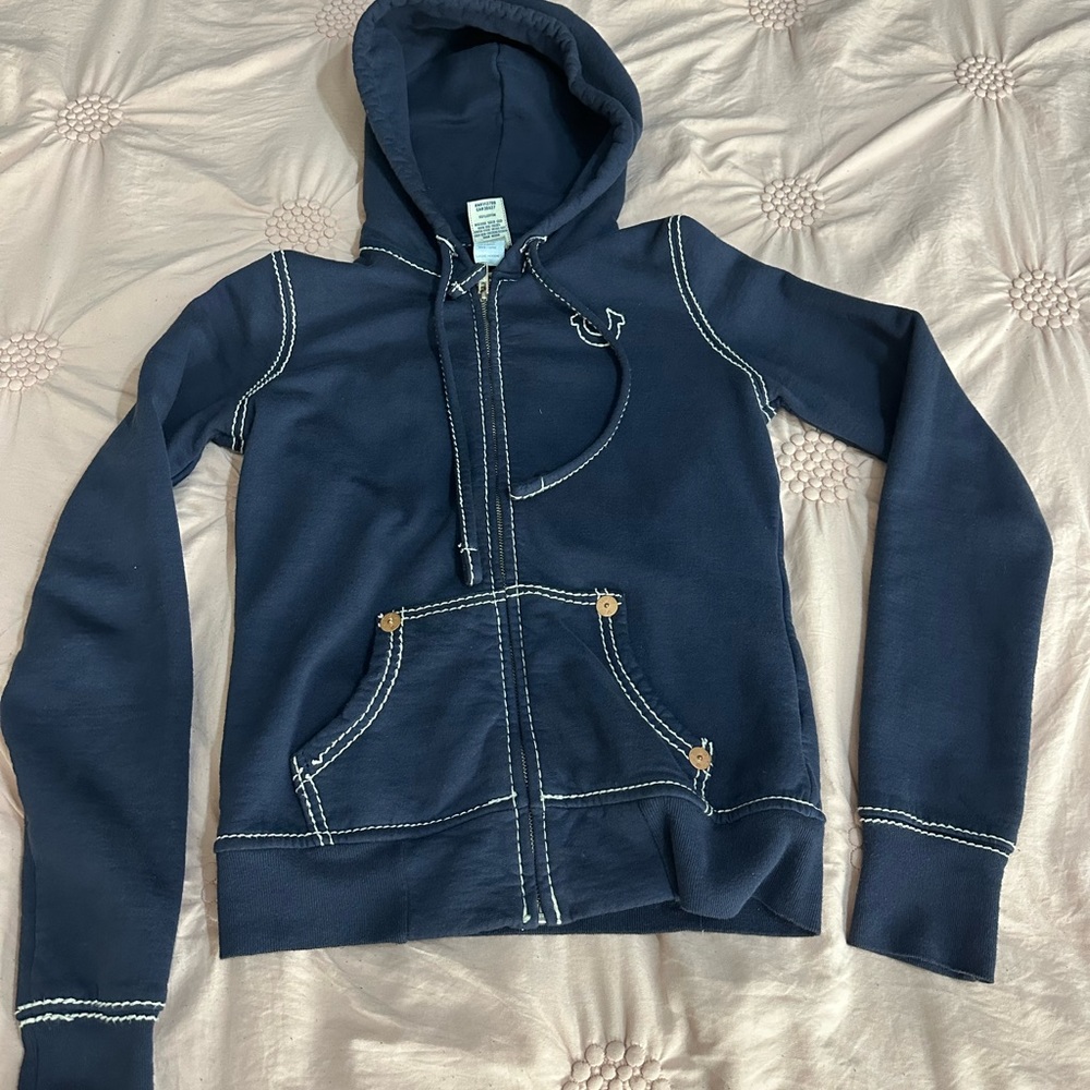 True Religion Thick Stitch Zip Up Jacket